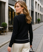Cardigan Tricot Feminino Gola V Com Botões Elegantes | Perin